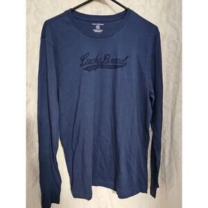 Lucky Brand Long Sleeve Medium Navy Blue Pajama Top